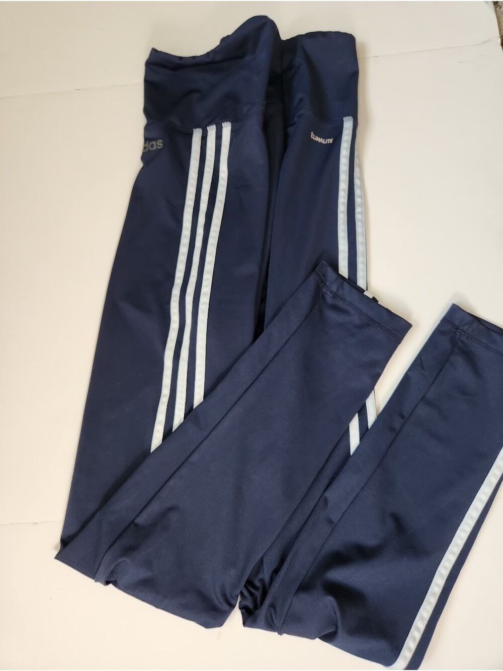 Adidas Climalite Women's Medium Navy Blue 3-Stripe Athletic Leggings DQ3076 - Picture 12 of 12